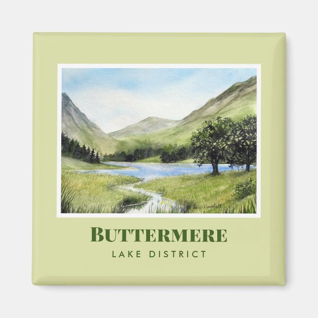 Watercolour Landscape Painting of Lake Buttermere Magnet (Front)