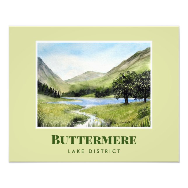 Watercolour Landscape Painting of Lake Buttermere Photo Print (Front)