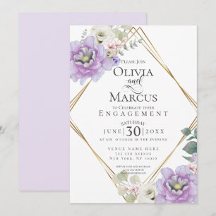 Watercolour Lavender Botanical Geometric Frame Invitation