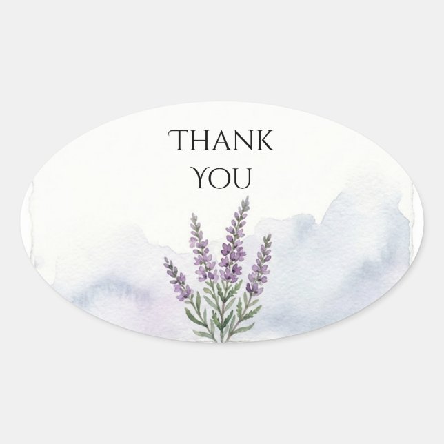 Watercolour Lavender Sprig Wedding Sticker (Front)