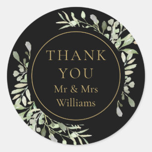 Watercolour Leaves 50th Anniversary Thank You Classic Round Sticker