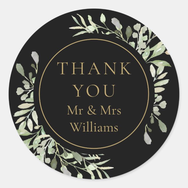 Watercolour Leaves 50th Anniversary Thank You Classic Round Sticker (Front)