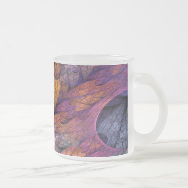 "Watercolour Leaves" Frosted Glass Mug (Right)