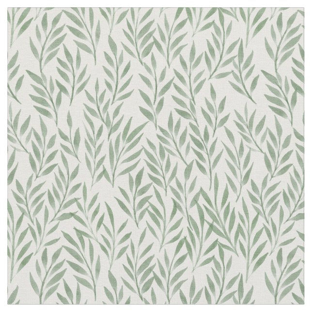 Watercolour Leaves Pattern Fabric (Close Up)