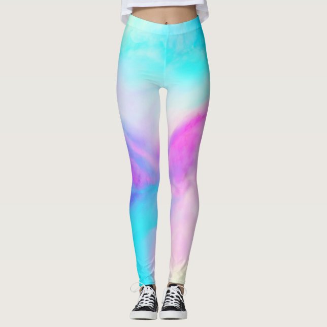 Watercolour Leggings Sky Blue Purple (Front)