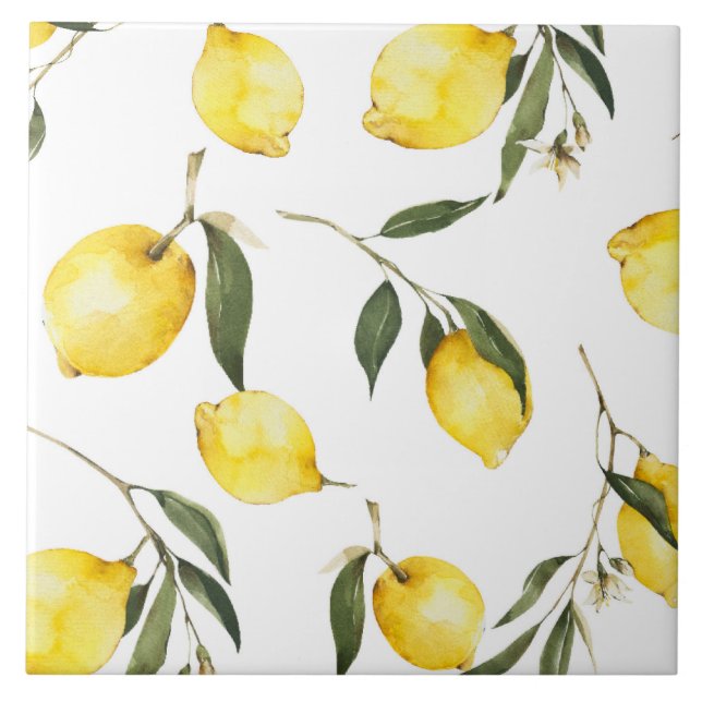 Watercolour lemon,citrus, tile (Front)