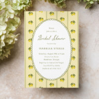 Watercolour Lemon Stripe Pattern Bridal Shower