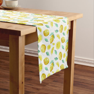 Watercolour lemons long table runner