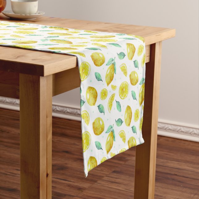 Watercolour lemons short table runner (In Situ)