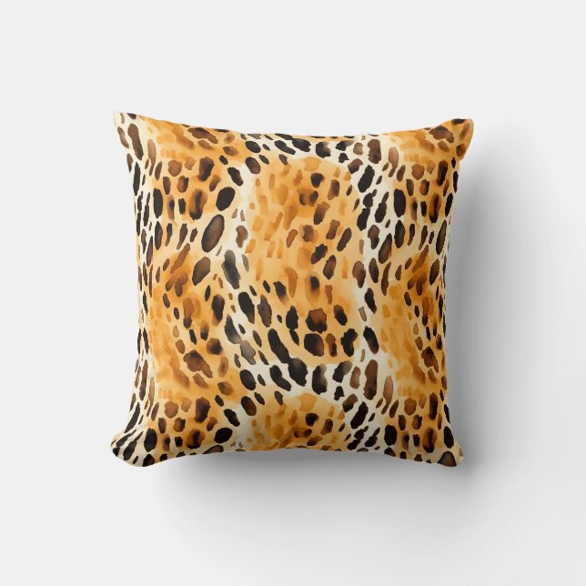 Watercolour leopard pattern cushion (Front)