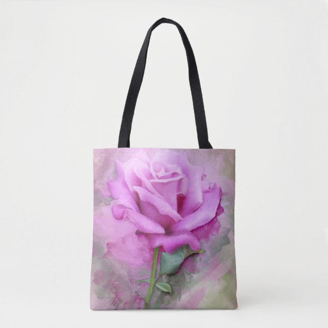 Watercolour Lilac Pastel Rose Tote Bag (Front)