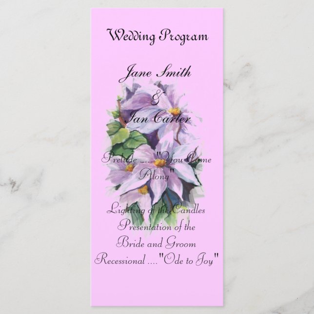 Watercolour lilak clematis flower programme (Front)