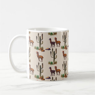 Watercolour llama alpaca wildlife seamless pattern coffee mug