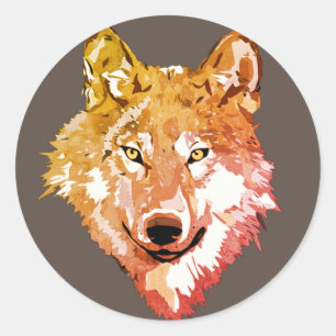 Watercolour Lone wolf face Classic Round Sticker