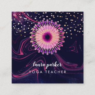 Watercolour Lotus Flower Mandala Meditation Yoga S Square Business Card