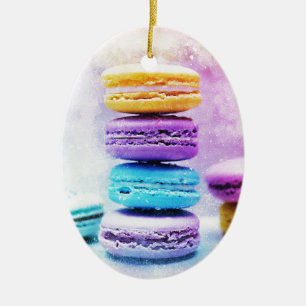 Watercolour Macaroon Food Abstract Ceramic Tree Decoration