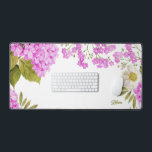 Watercolour Magenta Hydrangeas Floral Personalised Desk Mat<br><div class="desc">Add a floral accent to your workspace with this watercolor desk mat. It features watercolor white anemone,  magenta hydrangea and baby's breath. Personalise by adding your details. This hydrangea desk mat is perfect as a gift.</div>
