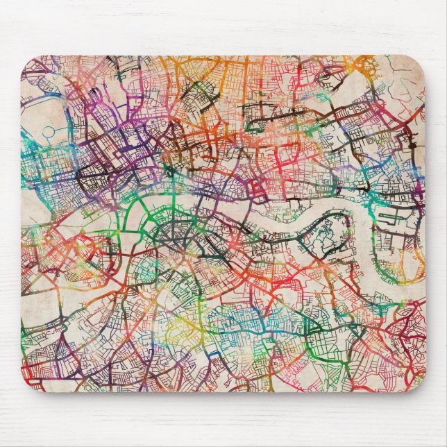 Watercolour Map of London Mouse Mat (Front)