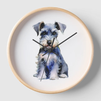 Watercolour Miniature Schnauzer  Clock
