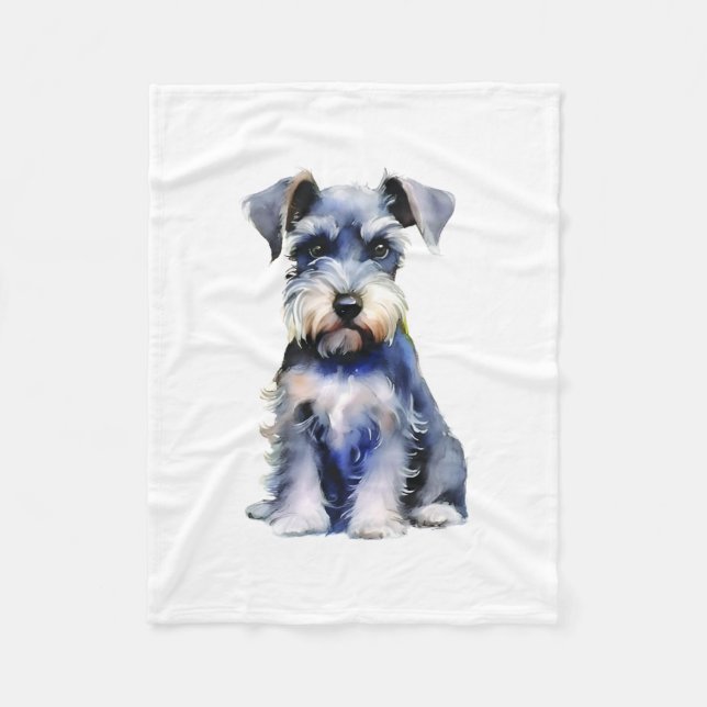 Watercolour Miniature Schnauzer  Fleece Blanket (Front)