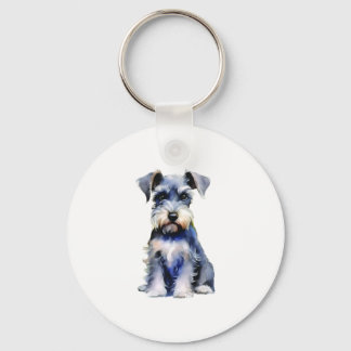 Watercolour Miniature Schnauzer Key Ring