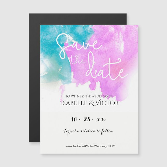 Watercolour Modern Design Calligraphy Magnetic Invitation (Front/Back)