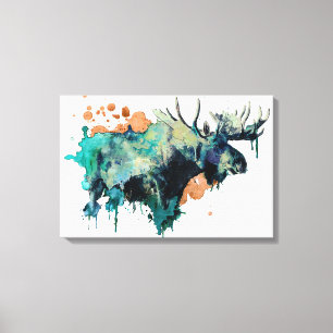 Watercolour Moose Canvas Print