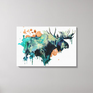 Watercolour Moose Canvas Print