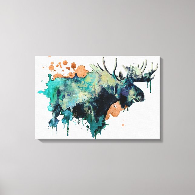 Watercolour Moose Canvas Print (Front)