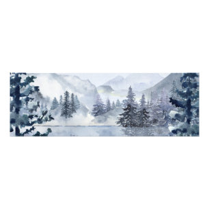 Watercolour mountain lake winter landscape  poste photo print