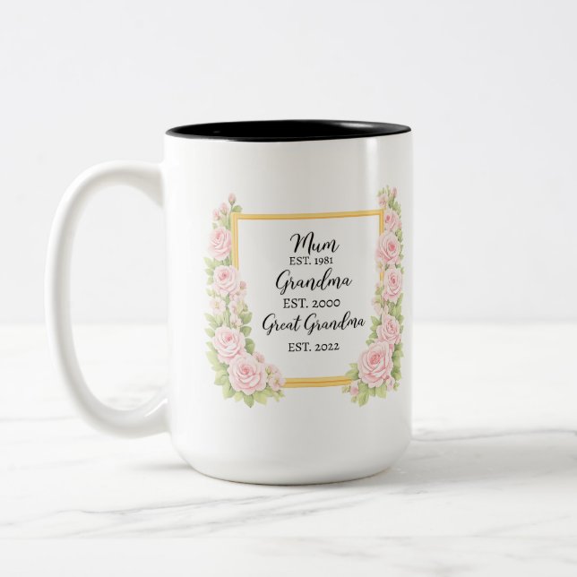 Watercolour Mug Gift for Granny, Personalised gift (Left)