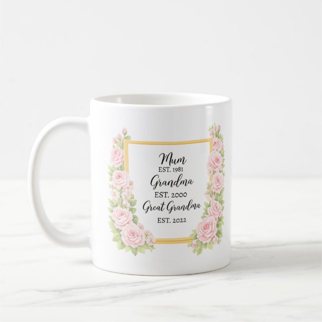 Watercolour Mug Gift for Granny, Personalised gift (Left)