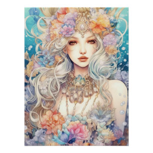 Watercolour Mysterious Maiden  Poster