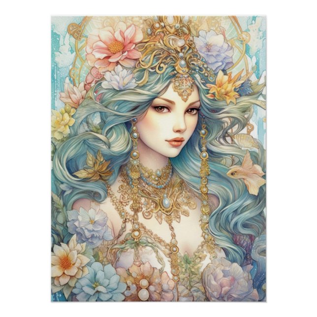 Watercolour Mysterious Maiden  Poster (Front)