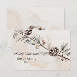 Watercolour Neutral colour Christmas tree Thank You Card