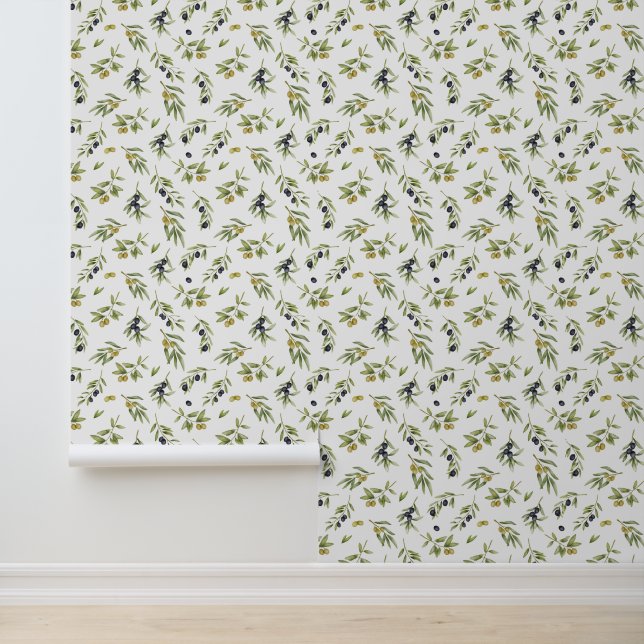 Watercolour Olive Pattern  Wallpaper (Application)