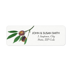 watercolour olives branch return address labels