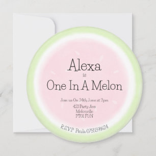 Watercolour One In A Melon Watermelon 1st Birthday Invitation