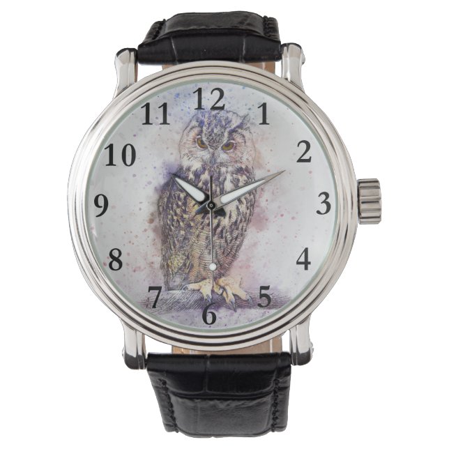 Watercolour Owl Watch (Front)