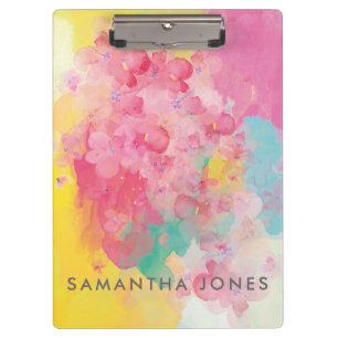Watercolour Paint Pink Pastel Flowers Clipboard
