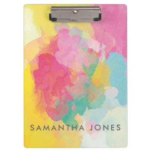Watercolour Paint Pink Yellow Blue Pastel Clipboard