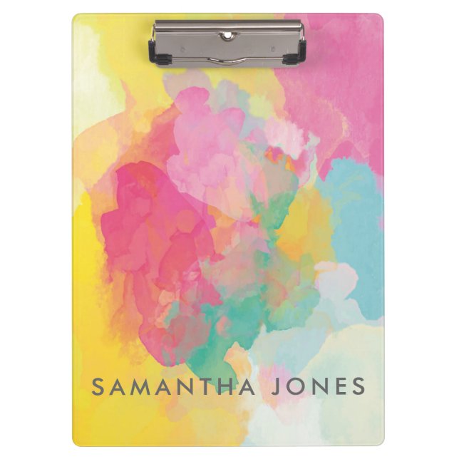 Watercolour Paint Pink Yellow Blue Pastel Clipboard (Front)