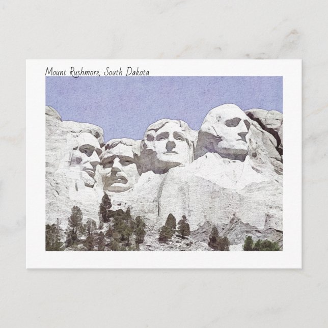 Watercolour Painterly Mount Rushmore South Dakota Postcard (Front)