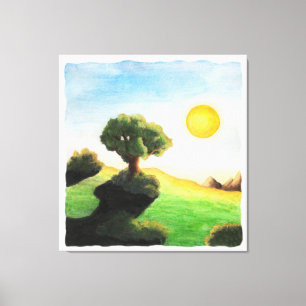 watercolour painting fantasy tree nature landscape canvas print