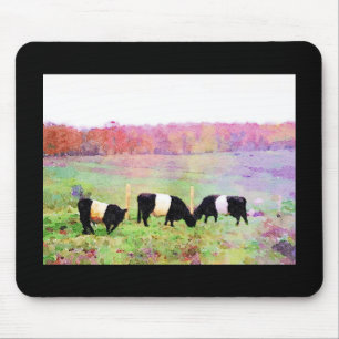 Watercolour painting of 3 Belties in the Autumn Mouse Mat