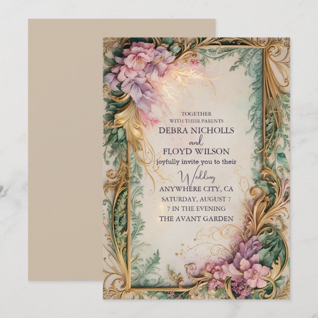 Watercolour Palette Invitation – Rich Pastel Pinks (Front/Back)