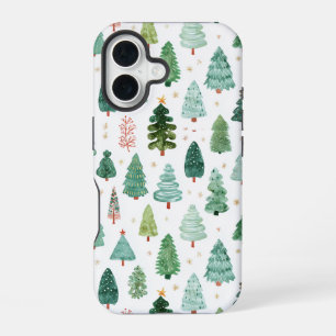 Watercolour Pattern Of Christmas Trees iPhone 16 Case