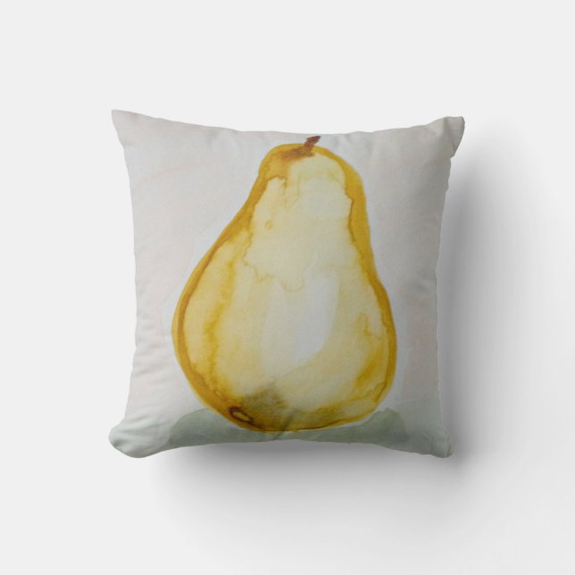 Watercolour Pear Throw Pillow (Front)