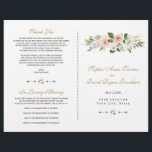 Watercolour Pink Blush Flowers Wedding Program<br><div class="desc">Modern and elegant design featuring pink,  blush and cream watercolour flowers bouquets,  floral divider; on white background. Matching items could be found in my Unique Blush Flowers Collection.</div>