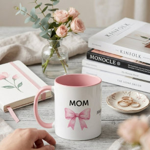 watercolour,pink bow mothers day gift,love mug